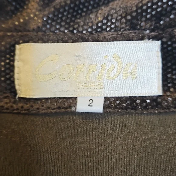 Vintage Corrida Paris Subtle Sparkle Long Sleeve Shirt in Dark Brown, 2 - Picture 6 of 8